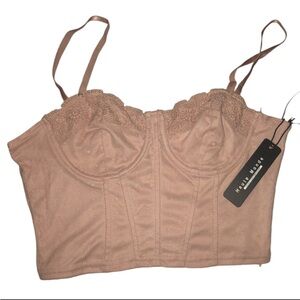 NWT Haute Monde Corset Crop Top New w Tags SIZE L Nude/Pink Color